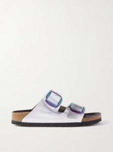 Arizona Big Buckle Lena metallic leather sandals