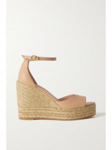 Nudistcurve leather espadrille wedge sandals