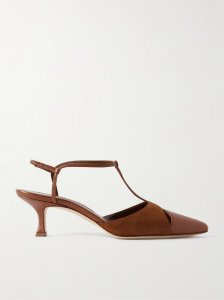 Turgimod 50 cutout leather and suede slingback pumps