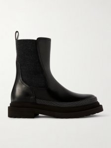 Bead-embellished leather Chelsea boots