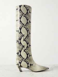 Davis snake-effect leather knee boots