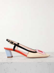 Belle Vivier color-block patent-leather slingback pumps