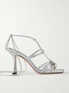 Jemma 90 embellished metallic leather sandals