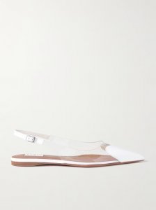 Cœur PU and patent-leather slingback point-toe flats