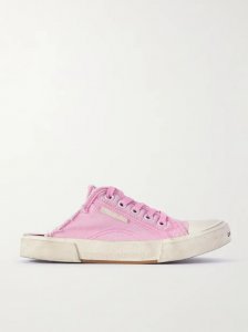 Paris High distressed rubber and cotton-canvas slip-on sneakers