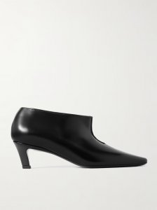 The Wide Shaft glossed-leather ankle boots