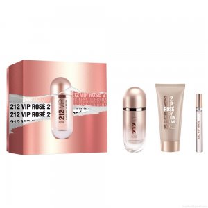 Kit Perfume Carolina Herrera 212 Vip Rosé Feminino Eau de Parfum 80 ml + Hidratante Corporal 100 ml + Miniatura