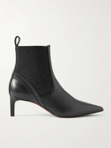 Bead-embellished leather and cashmere Chelsea boots