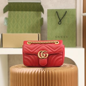 GUCCI Matelasse Mini GG Marmont Shoulder Bag