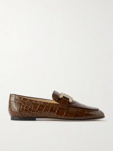 Kate embellished croc-effect leather loafers