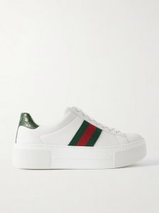 Ace webbing-trimmed leather platform sneakers