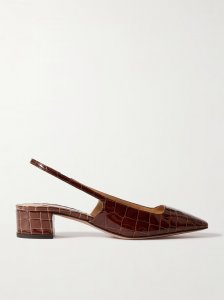 Ginza 35 croc-effect leather slingback pumps