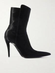 PU-coated crepe ankle boots