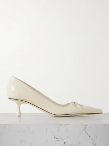 Scarlett 50 lace-up patent-leather pointed-toe pumps