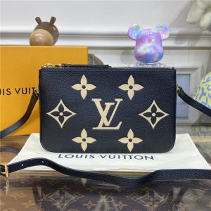 Louis Vuitton Double Zip Pochette Bicolor Monogram Empreinte Leather M80787