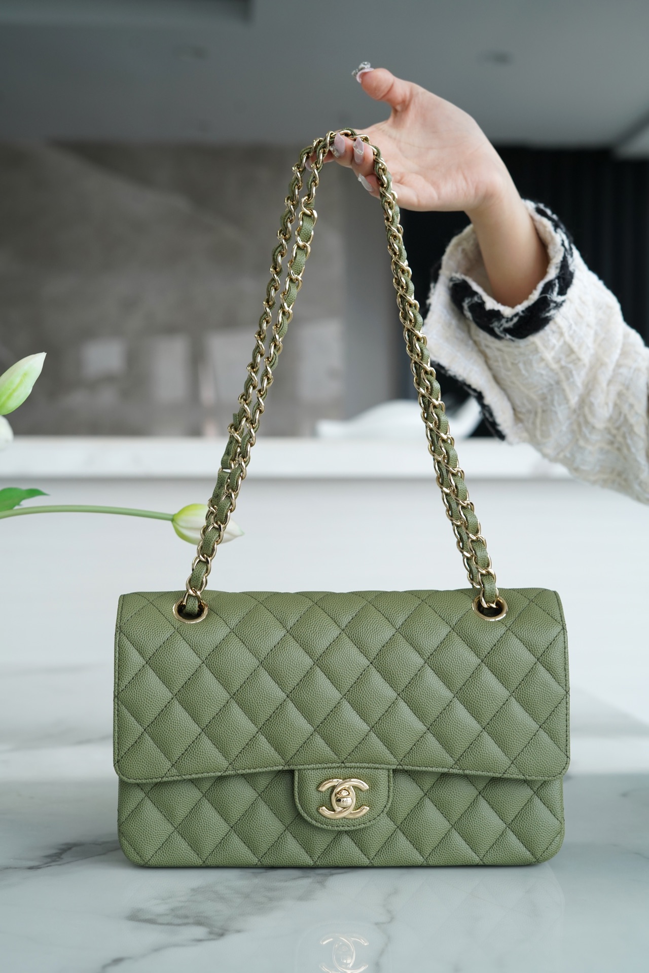 CHANEL HANDBAG light green