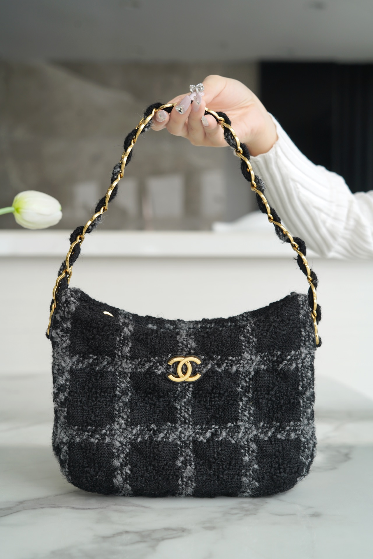 CHANEL Crossbody Bag Black and White