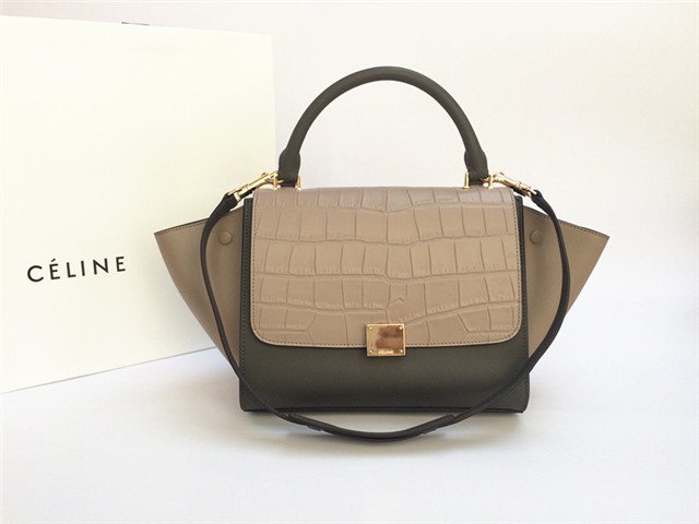 Celine Mini TRAPEZE Grey Crocodile