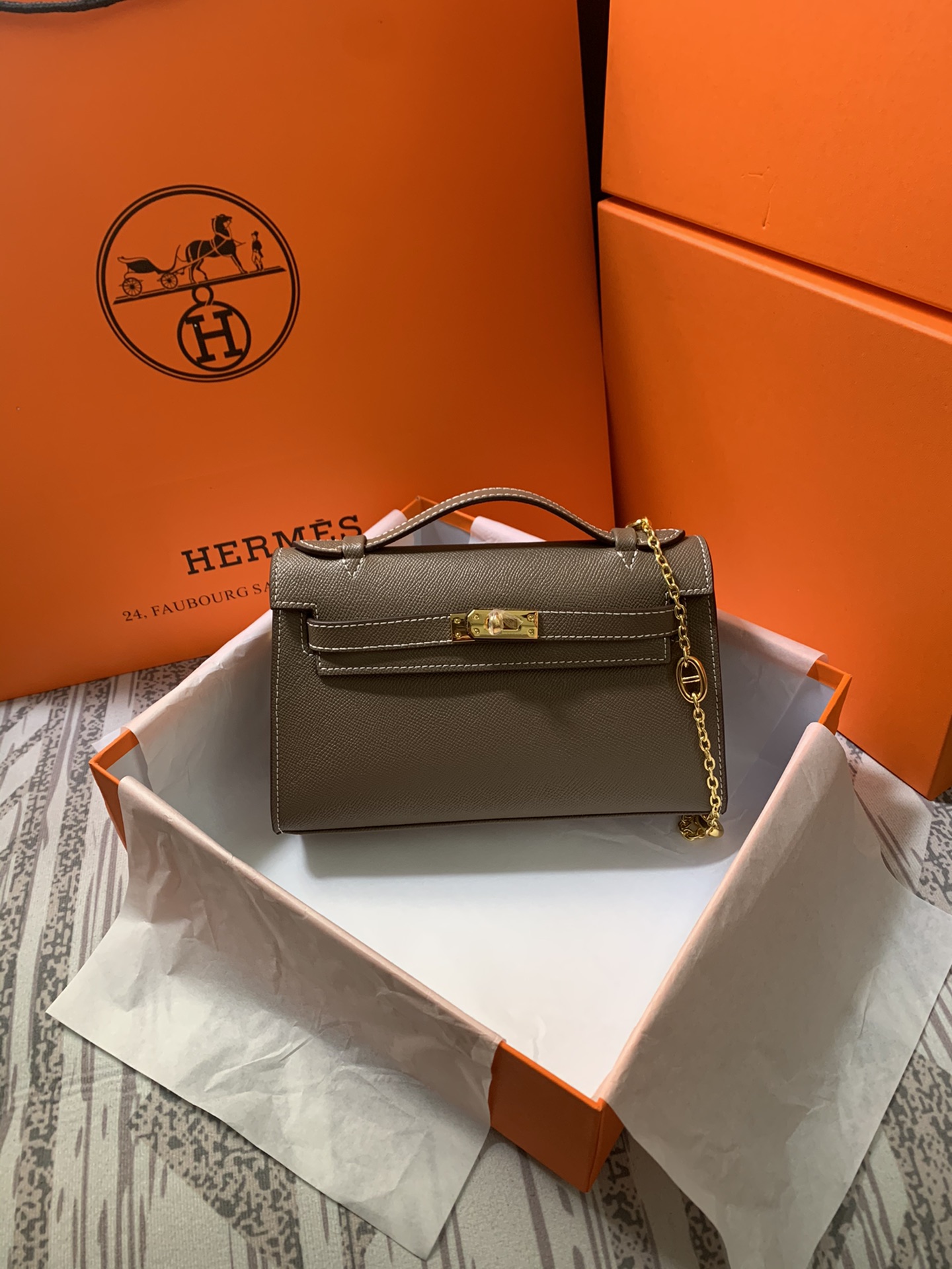 HERMES CROSSBODY BAG dark brown