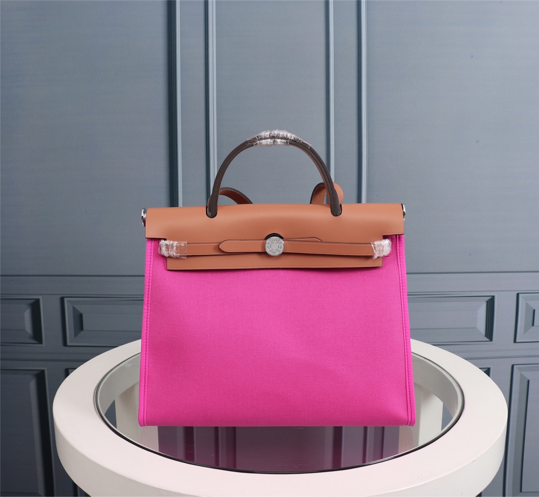 HERMES HANDBAG CANVAS pink