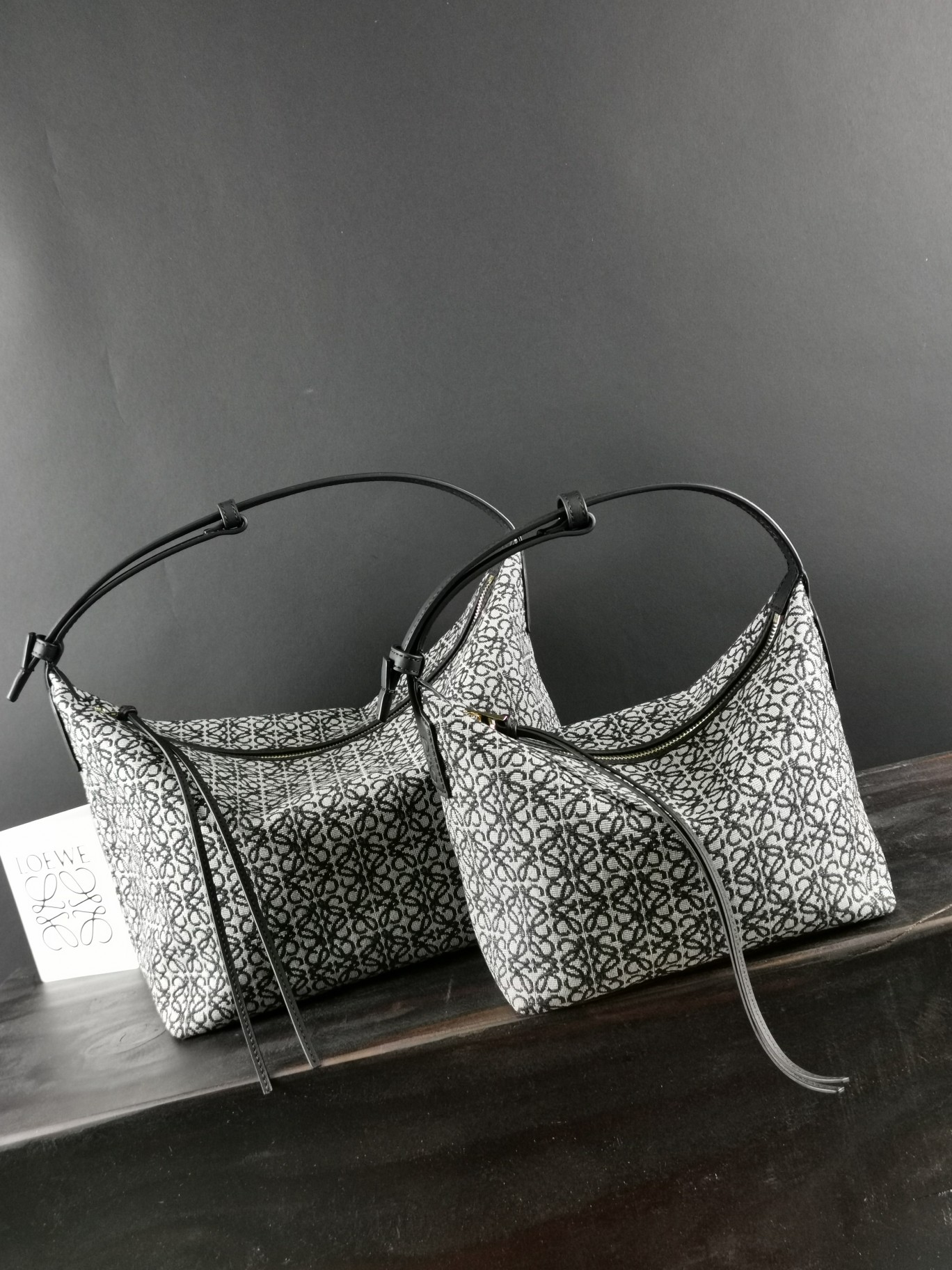 LOEWE HANDBAG Embroidered Black with White Pattern