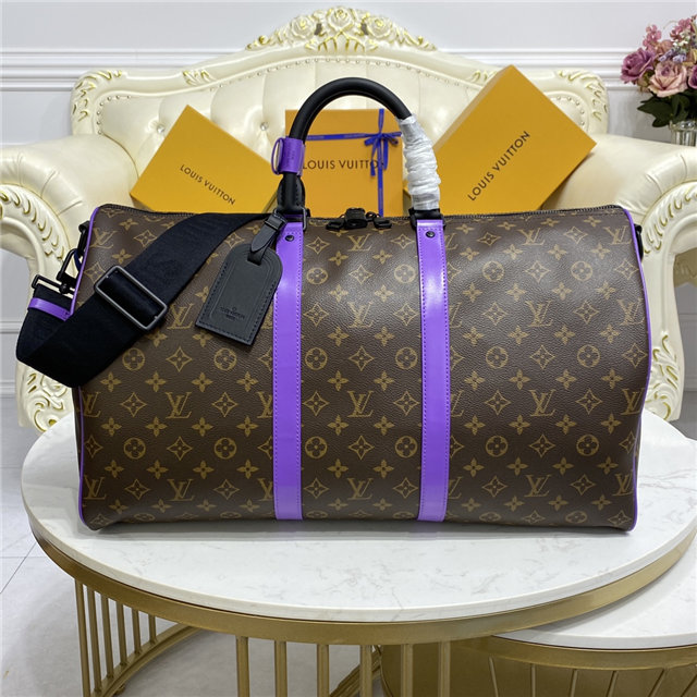 Louis Vuitton Keepall Bandouliere 50 Monogram Macassar Canvas Purple