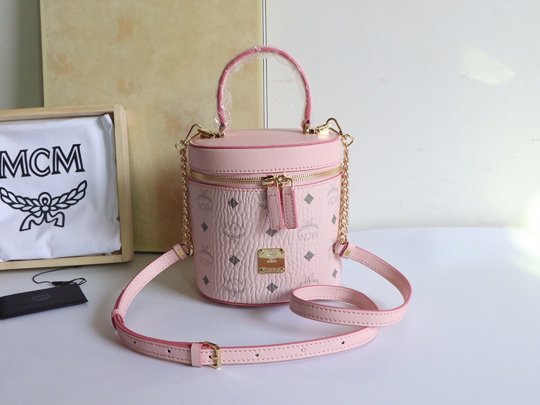 MCM WORLDWIDE CYLINDRICAL BAG pink