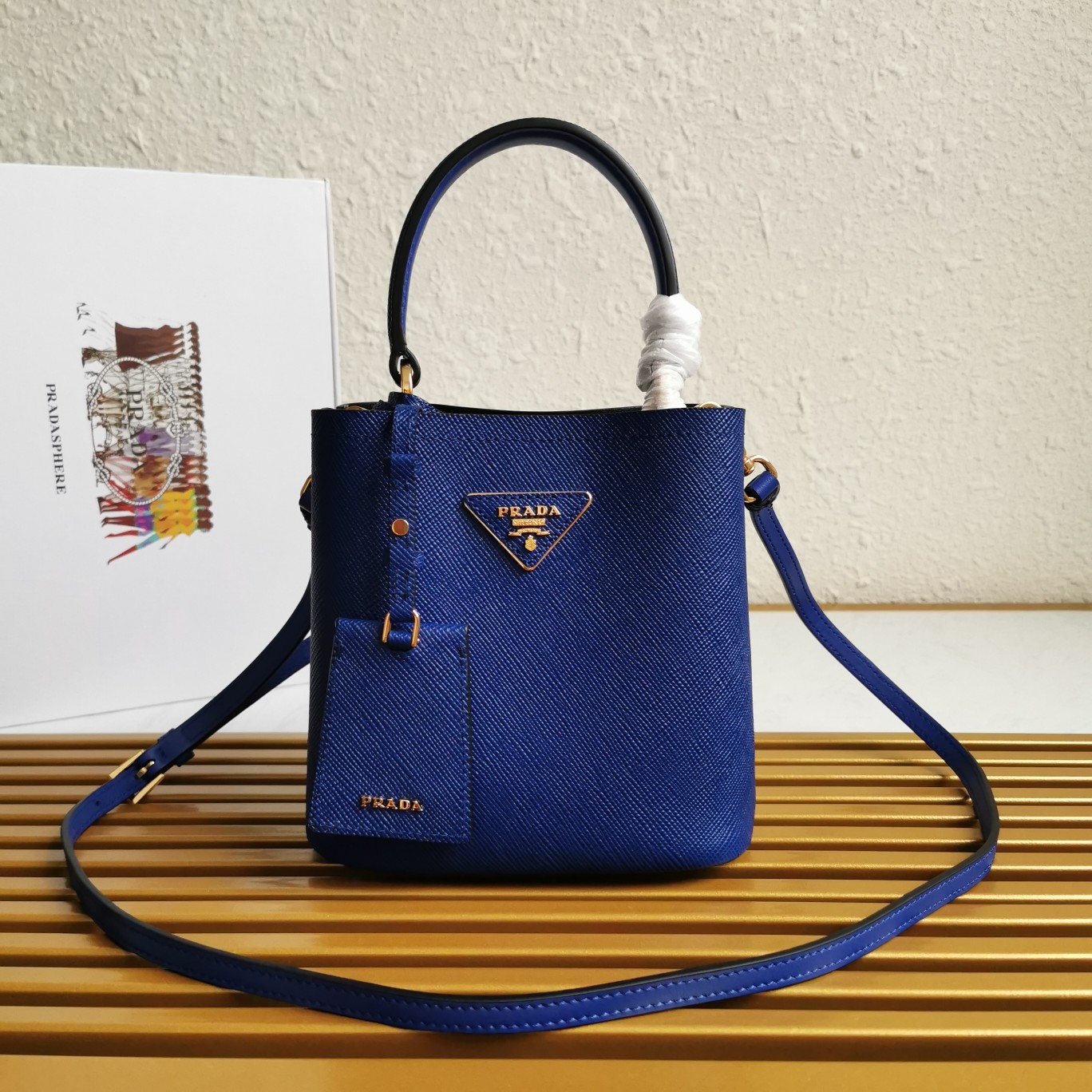 PRADA HANDBAG DOUBLE dark blue