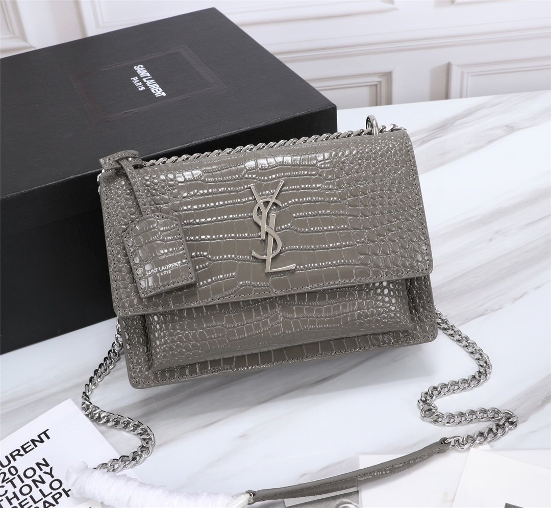 YVES SAINT LAURENT CROSSBODY BAG gray-green