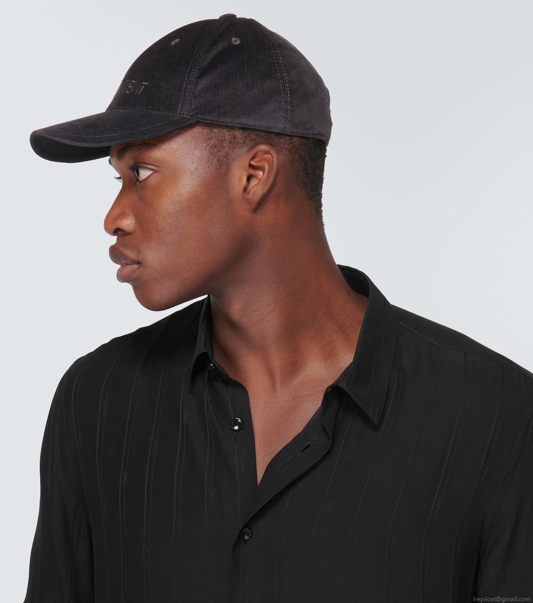 Saint LaurentLogo corduroy baseball cap