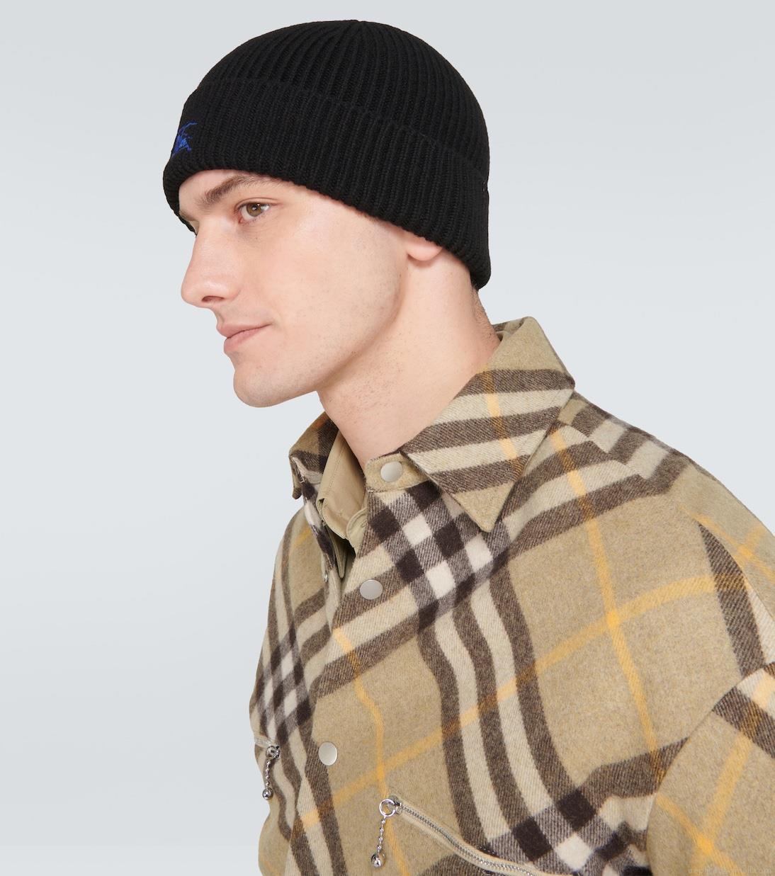 BurberryEKD ribbed-knit cashmere beanie