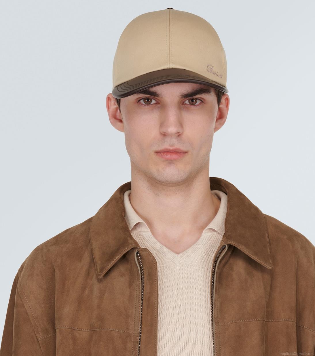 BerlutiLeather-trimmed cotton baseball cap