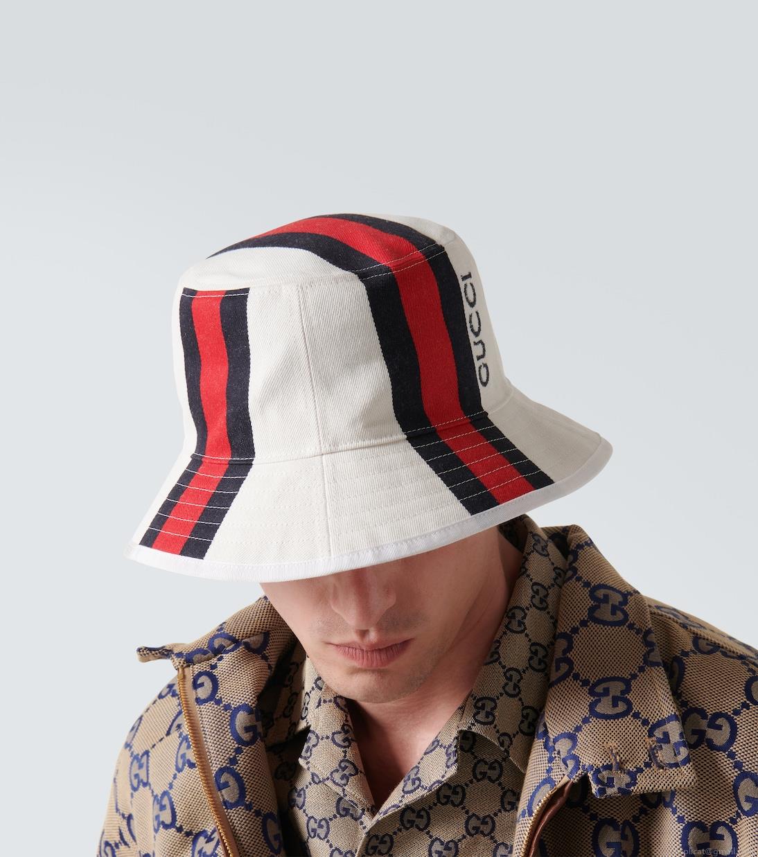 GucciWeb Stripe canvas bucket hat