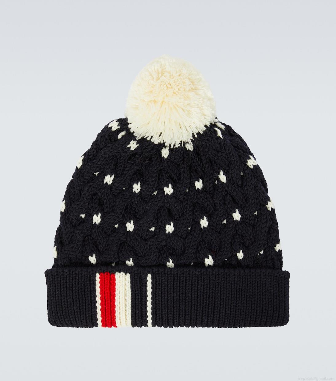 Thom BrowneIntarsia cable-knit wool beanie