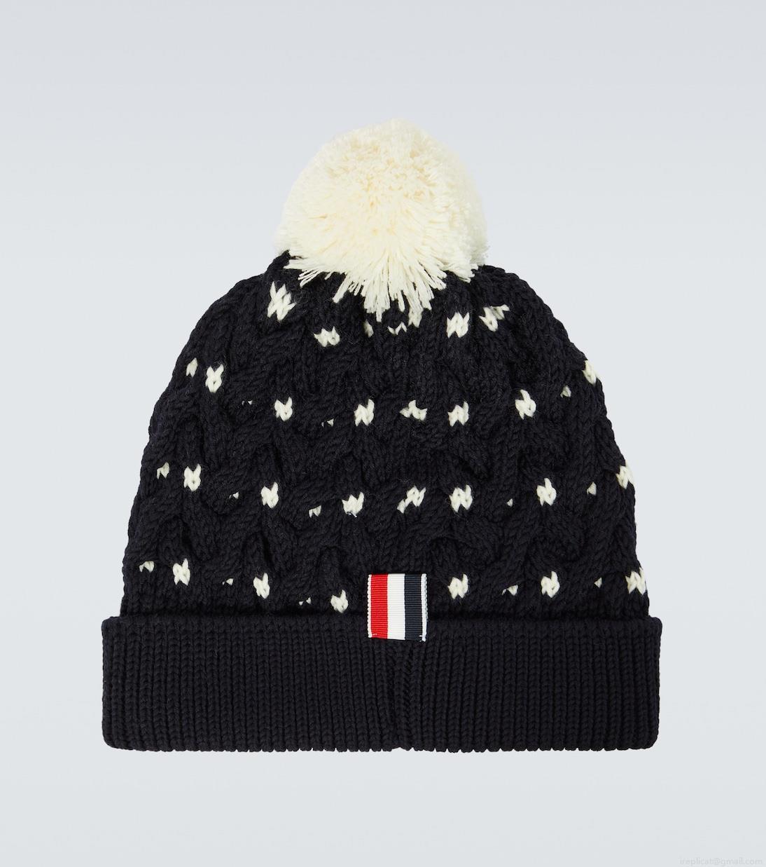 Thom BrowneIntarsia cable-knit wool beanie