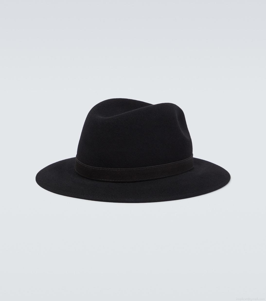 BorsalinoLeather-trimmed wool fedora