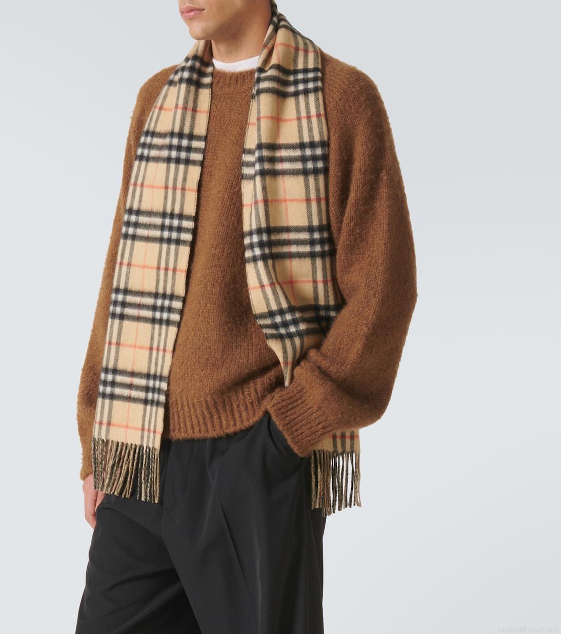 BurberryBurberry Check fringes cashmere scarf