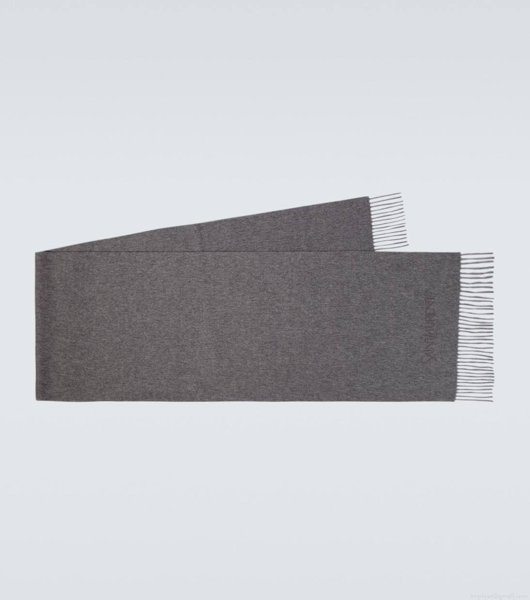 Saint LaurentLogo fringed cashmere scarf