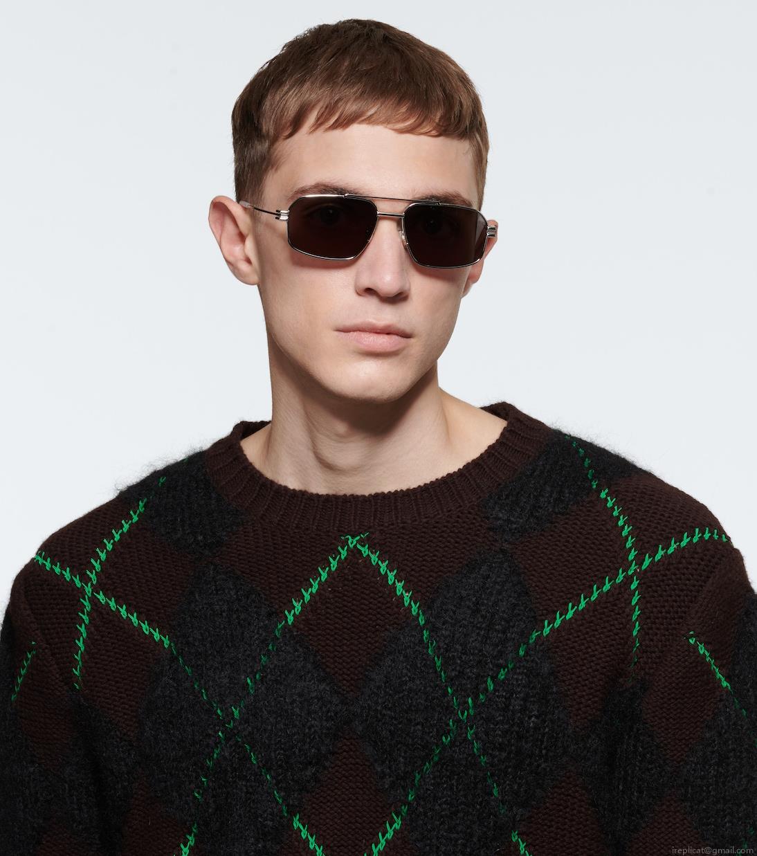 Bottega VenetaMetal-frame aviator sunglasses