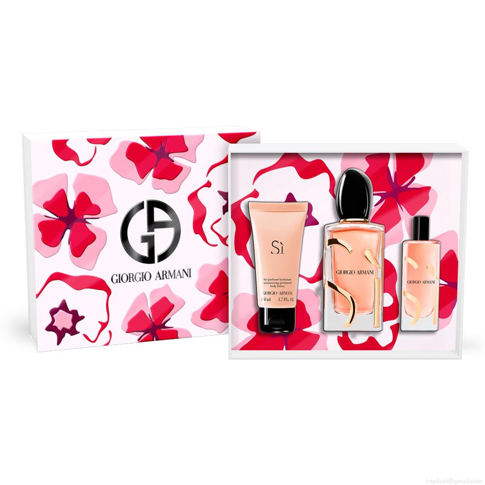 Kit Perfume Giorgio Armani Sí Intense Eau de Parfum Feminino 100 ml + Miniatura 15 ml + Loção 50 ml