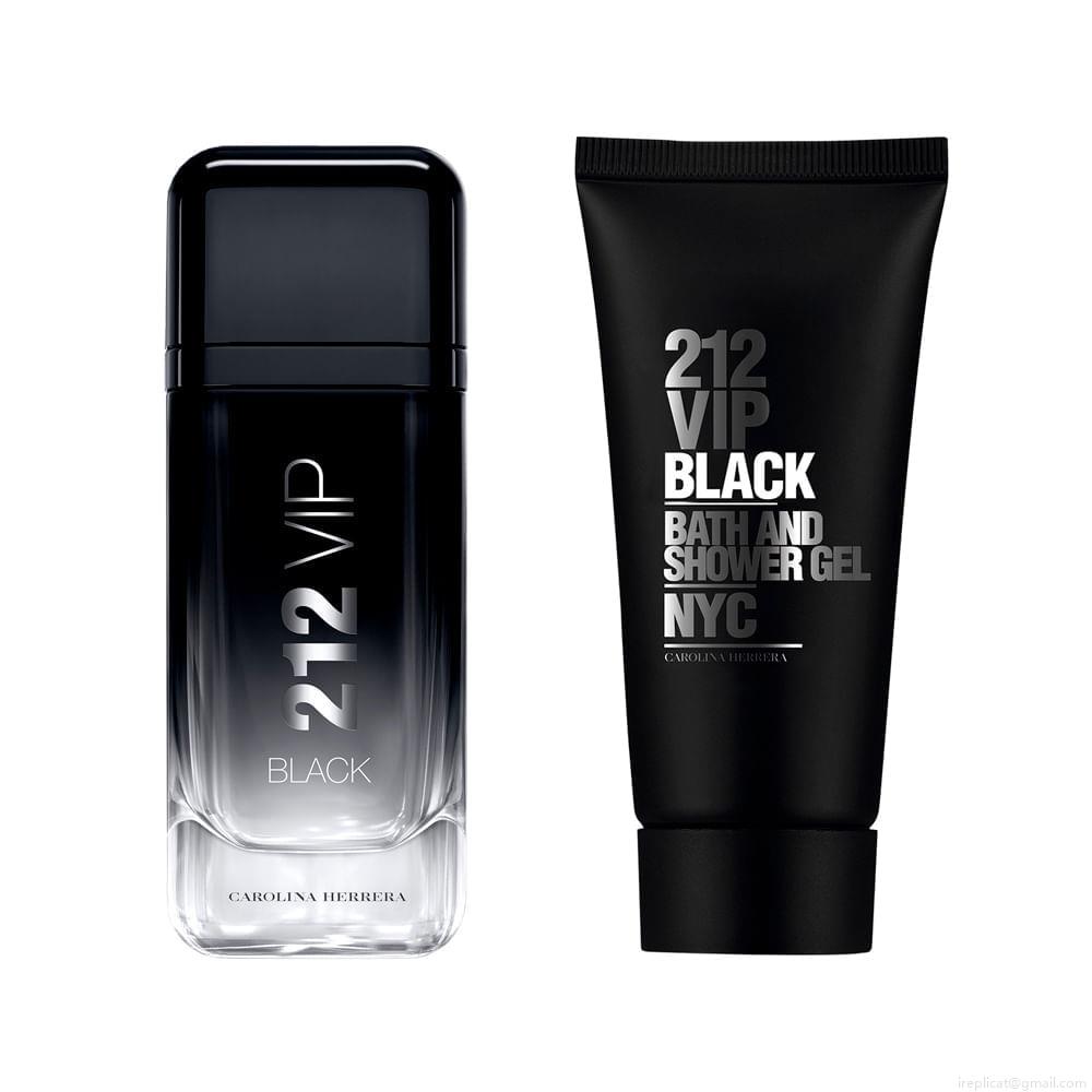 Kit Perfume Carolina Herrera 212 Vip Black Masculino Eau de Parfum 100 ml + Gel de Banho 100 ml