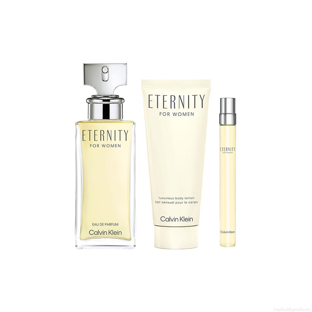 Kit Perfume Calvin Klein Ck Eternity For Women Eau de Parfum Feminino 100 ml + Loção 100 ml + Miniatura 10ml