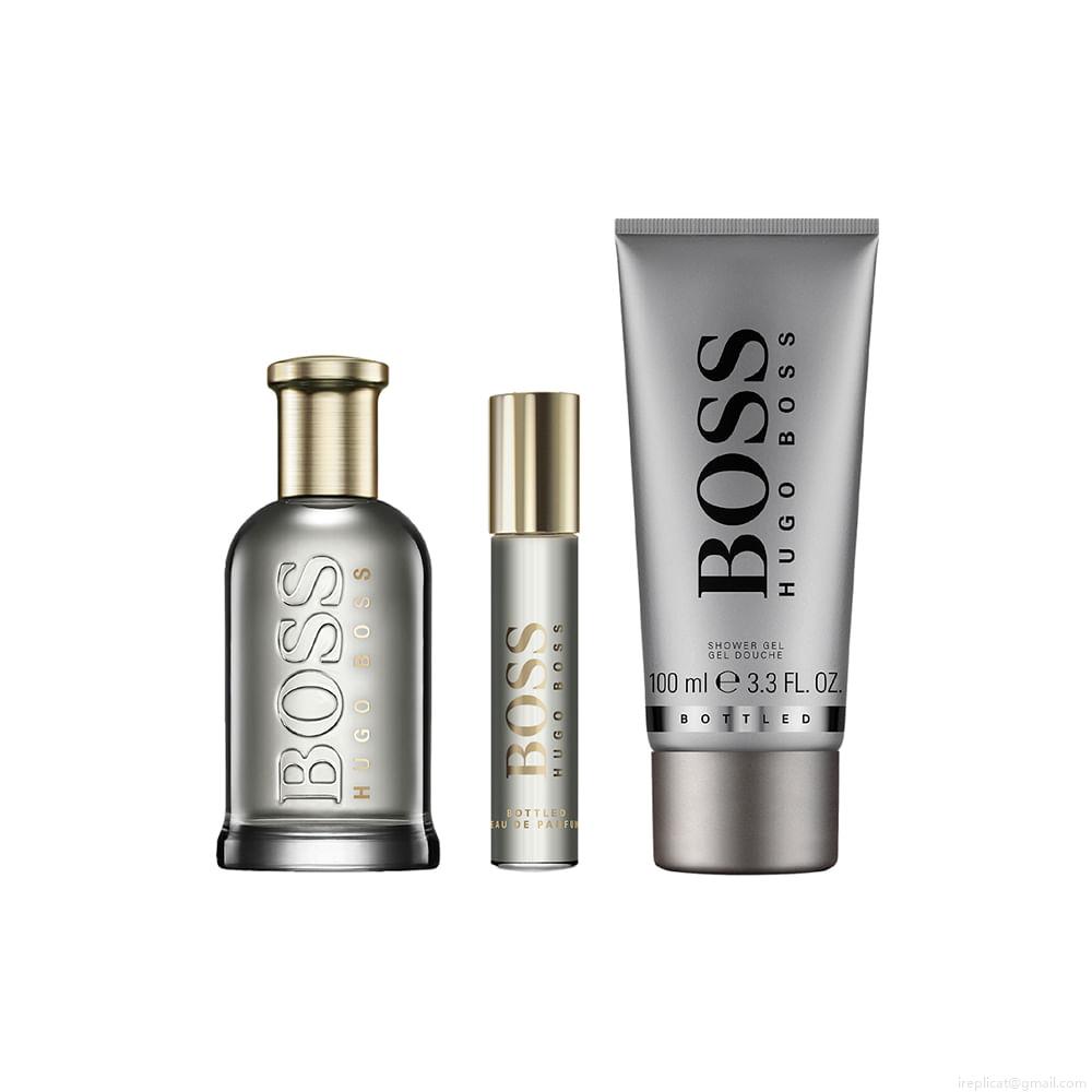 Kit Perfume Hugo Boss Bottled Eau de Parfum Masculino 100 ml + Miniatura 10 ml + Gel De Banho 100 ml