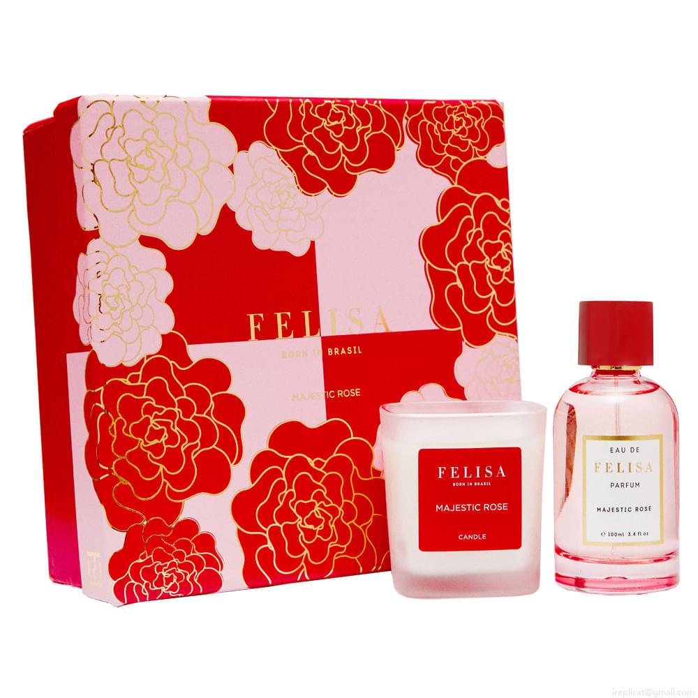 Kit Perfume Majestic Rose Eau de Parfum Feminino 100 ml + Vela Perfumada 150 g