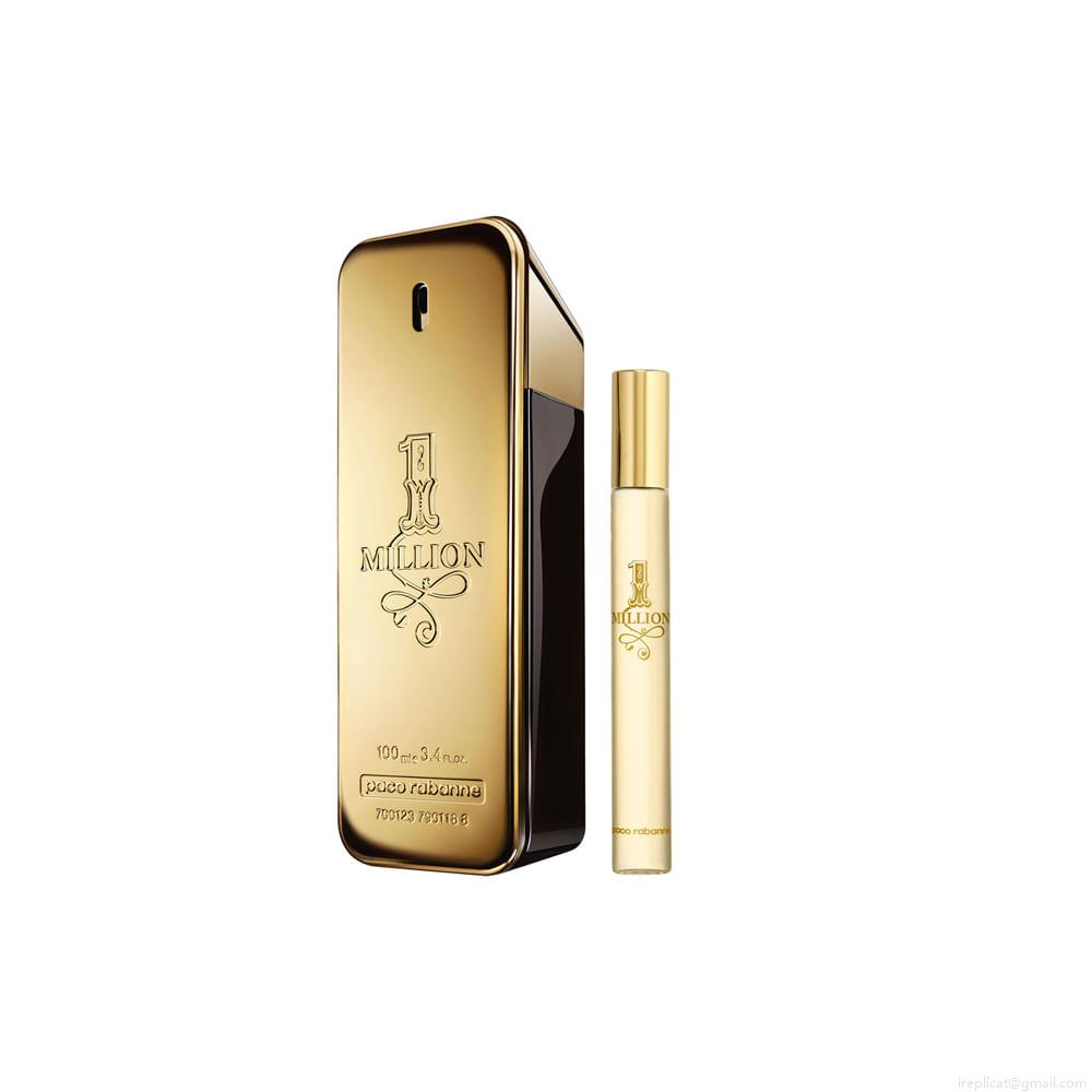 Kit Perfume Paco Rabanne 1 Million Masculino Eau de Toilette Masculino 100 ml + Miniatura 10ml