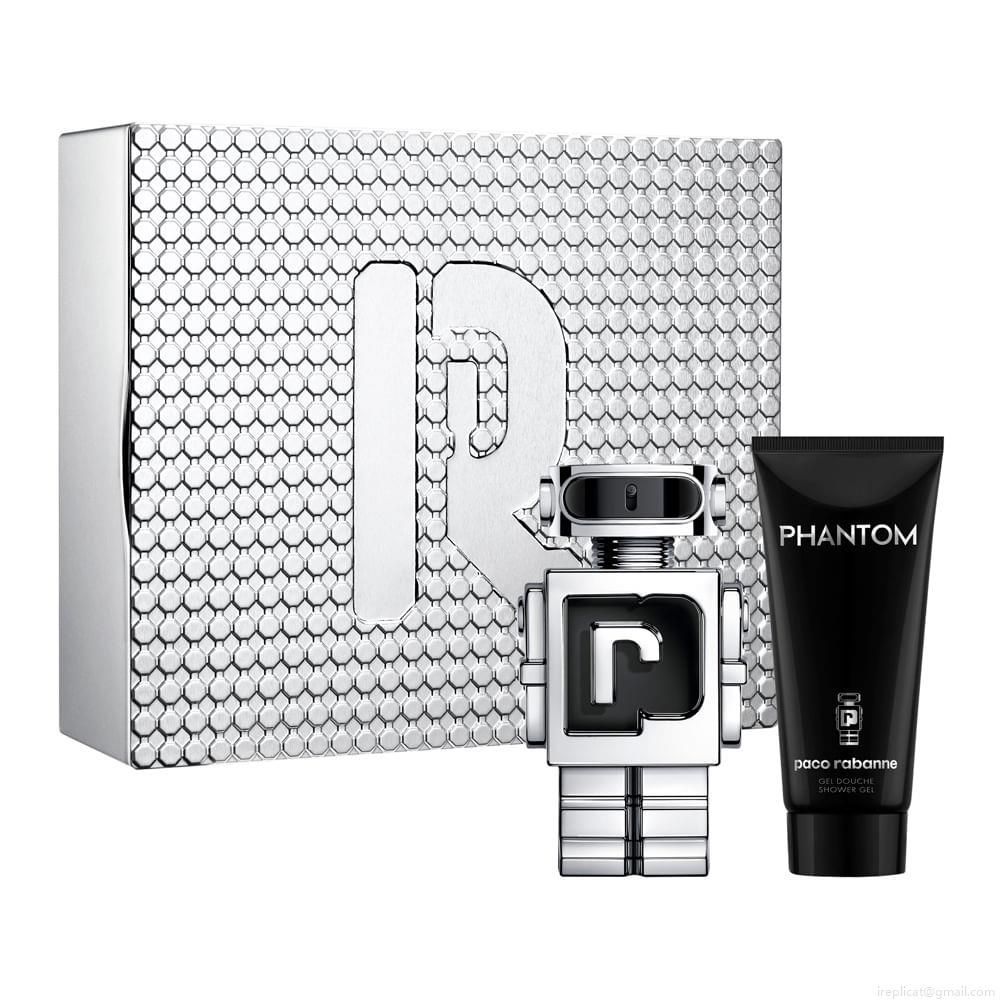 Kit Perfume Paco Rabanne Phantom Masculino Eau de Toilette 100 ml + Gel de Banho 100 ml + Perfume 200 ml Refil