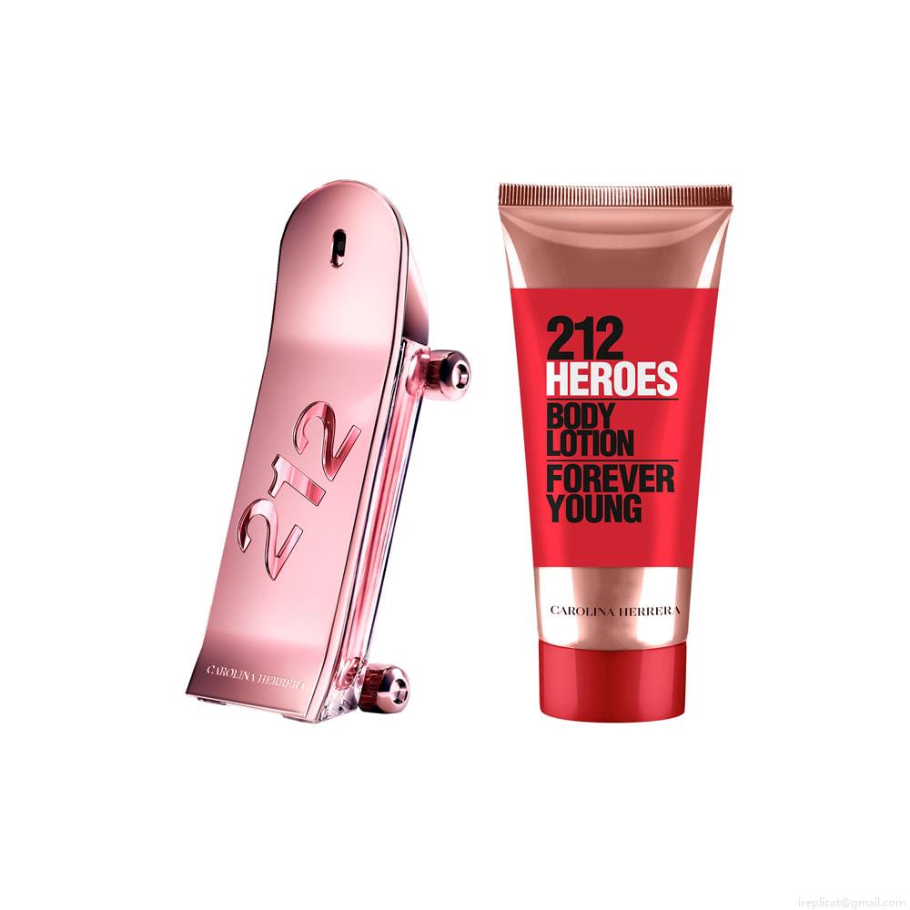 Kit Perfume Carolina Herrera 212 Heroes For Her Feminino Eau de Parfum 80 ml + Loção Corporal 100 ml