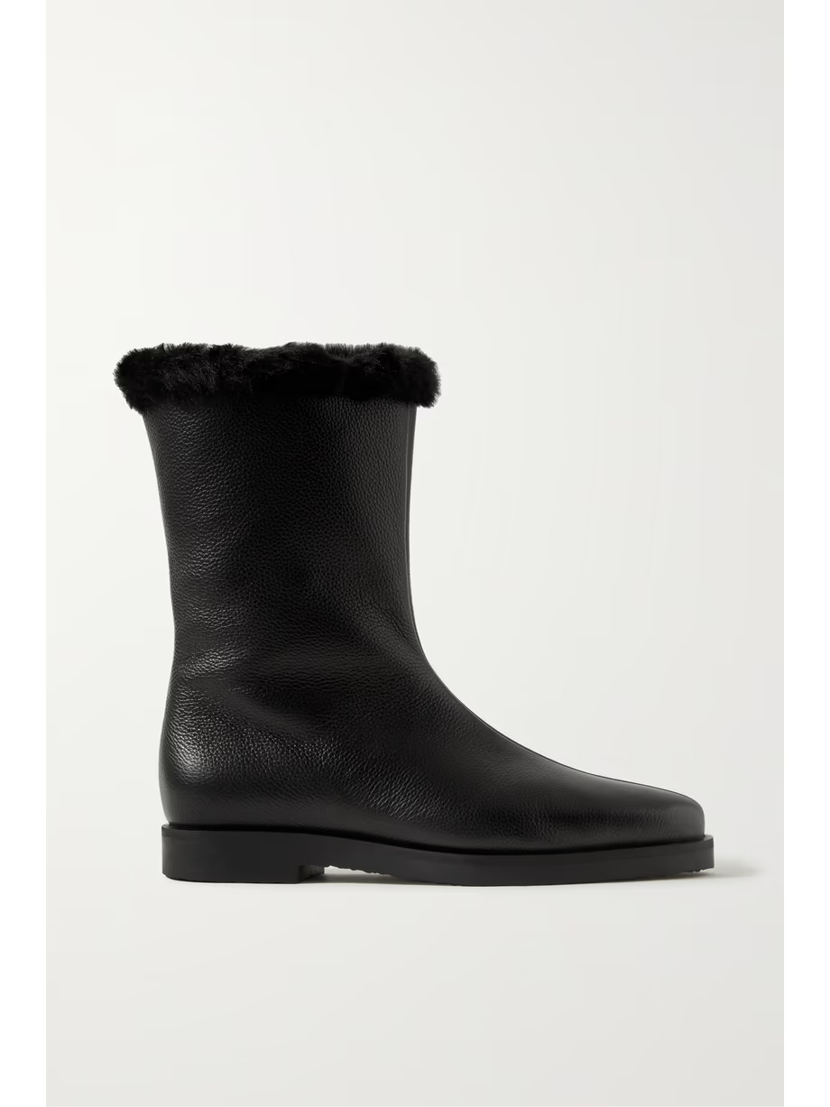 The Off-Duty faux fur-lined textured-leather boots