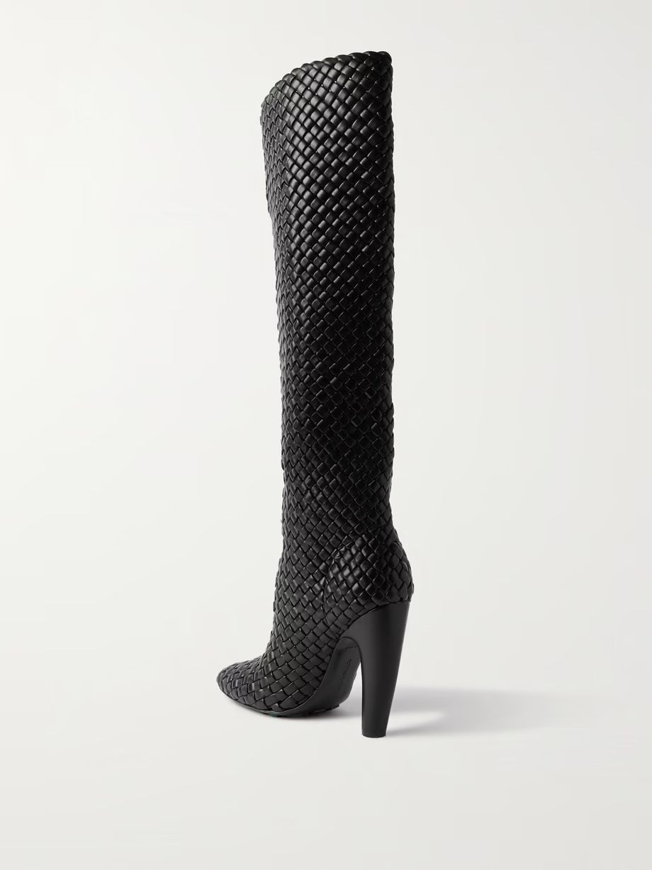 Mini Lido intrecciato leather knee boots