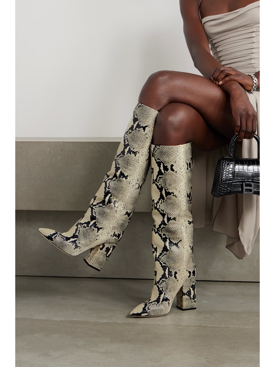 Anja snake-effect leather knee boots